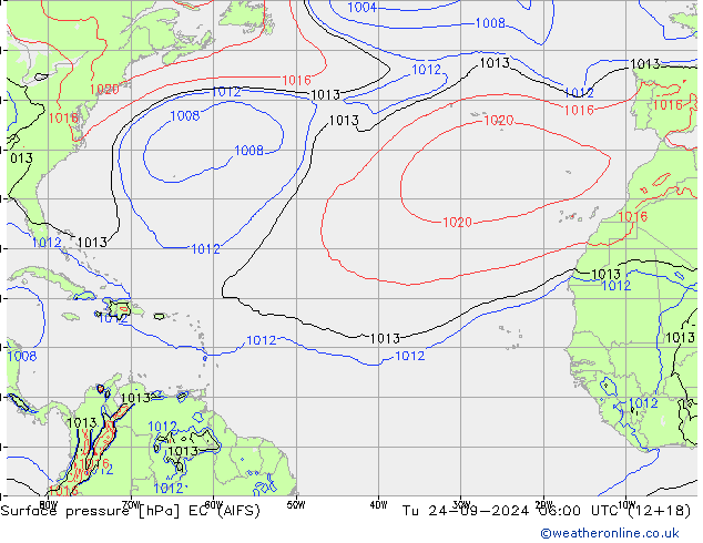 Atmosférický tlak EC (AIFS) Út 24.09.2024 06 UTC