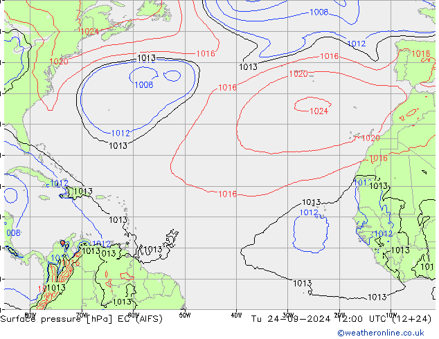 pression de l'air EC (AIFS) mar 24.09.2024 12 UTC