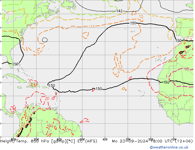 Géop./Temp. 850 hPa EC (AIFS) lun 23.09.2024 18 UTC