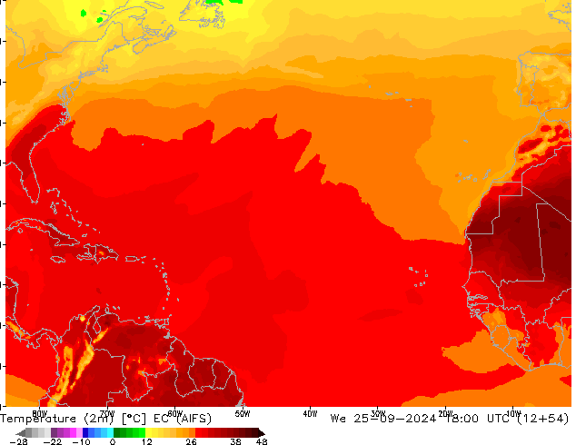 Temperaturkarte (2m) EC (AIFS) Mi 25.09.2024 18 UTC