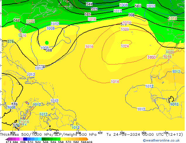 Dikte 500-1000hPa EC (AIFS) di 24.09.2024 00 UTC