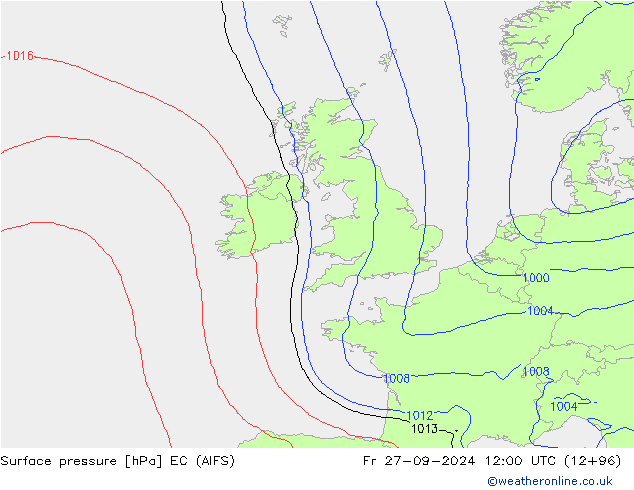 pression de l'air EC (AIFS) ven 27.09.2024 12 UTC