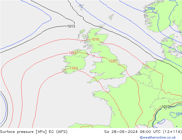 Yer basıncı EC (AIFS) Cts 28.09.2024 06 UTC