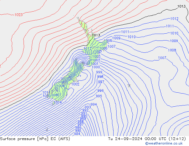 Surface pressure EC (AIFS) Tu 24.09.2024 00 UTC