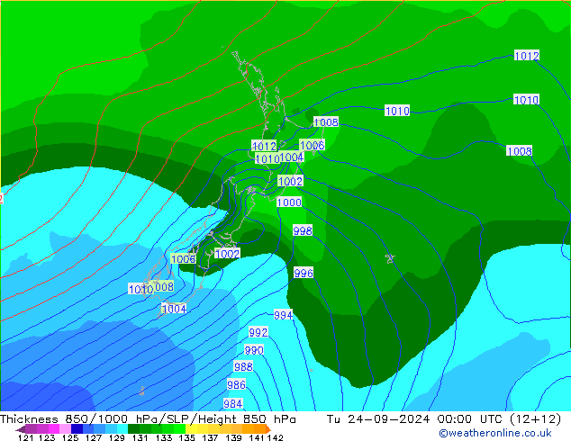 Thck 850-1000 hPa EC (AIFS) mar 24.09.2024 00 UTC