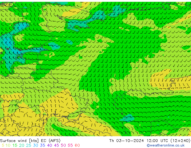 Surface wind EC (AIFS) Th 03.10.2024 12 UTC