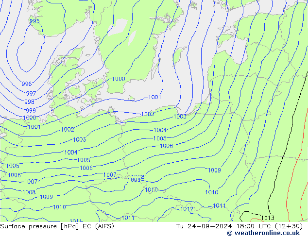 Luchtdruk (Grond) EC (AIFS) di 24.09.2024 18 UTC