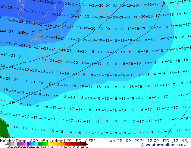 Height/Temp. 500 hPa EC (AIFS) We 25.09.2024 12 UTC