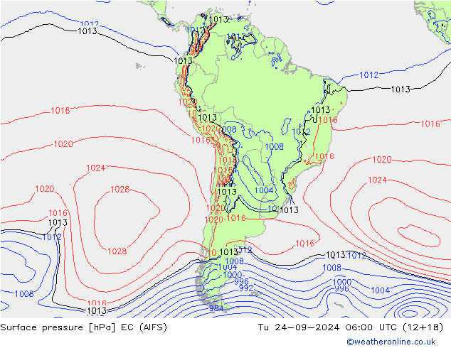 Surface pressure EC (AIFS) Tu 24.09.2024 06 UTC