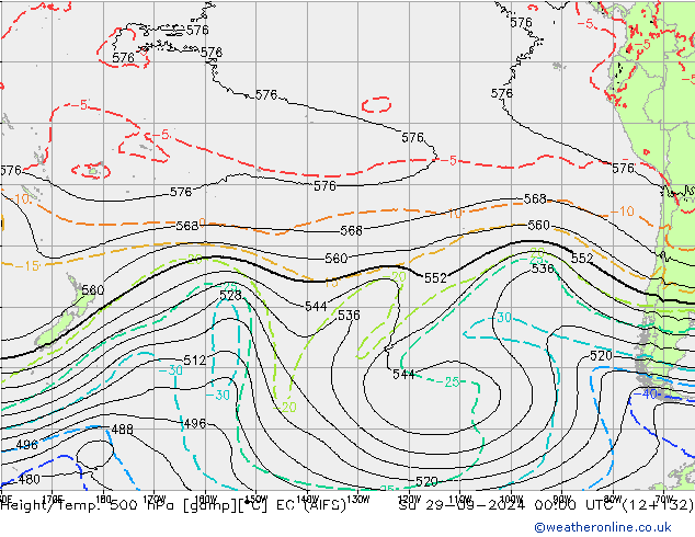 Height/Temp. 500 hPa EC (AIFS) Su 29.09.2024 00 UTC