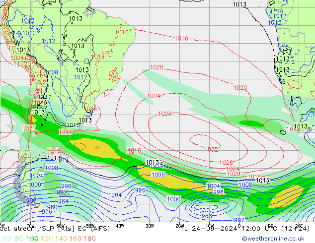 Jet stream/SLP EC (AIFS) Tu 24.09.2024 12 UTC