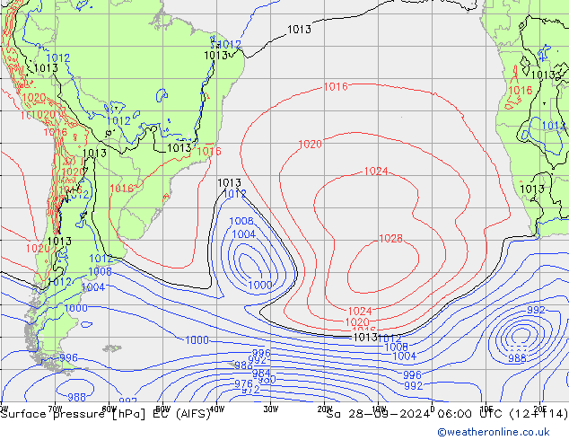 приземное давление EC (AIFS) сб 28.09.2024 06 UTC