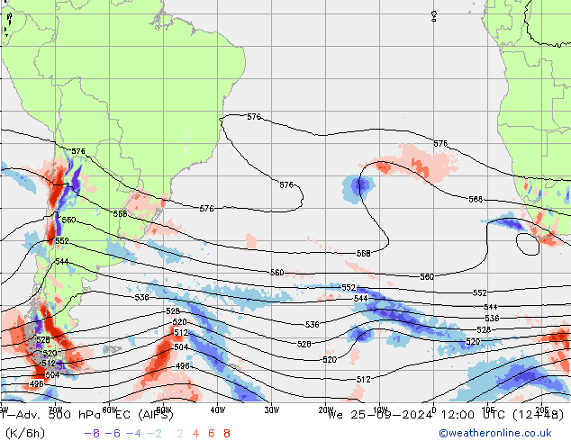 T-Adv. 500 hPa EC (AIFS) Qua 25.09.2024 12 UTC