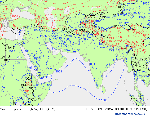 Atmosférický tlak EC (AIFS) Čt 26.09.2024 00 UTC