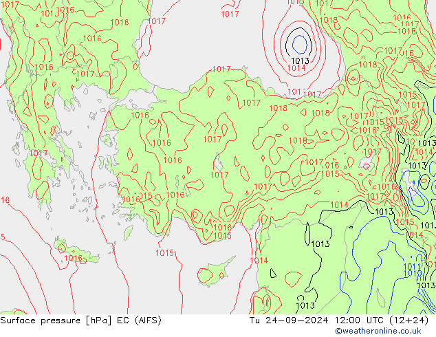 приземное давление EC (AIFS) вт 24.09.2024 12 UTC