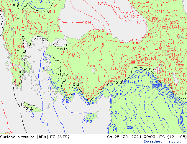 Surface pressure EC (AIFS) Sa 28.09.2024 00 UTC