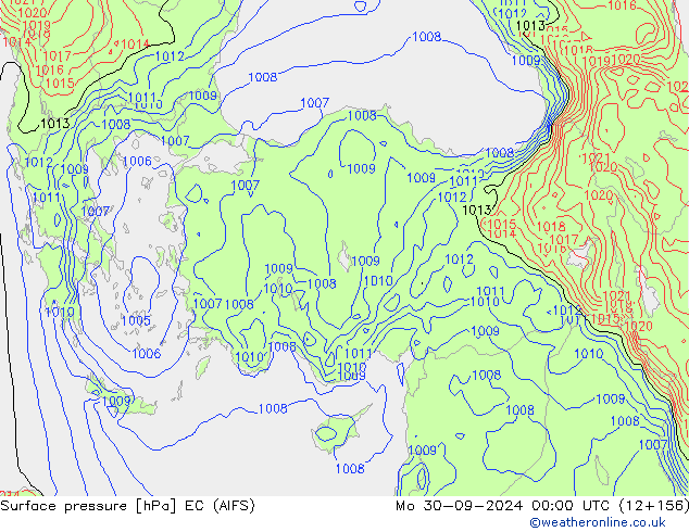 приземное давление EC (AIFS) пн 30.09.2024 00 UTC