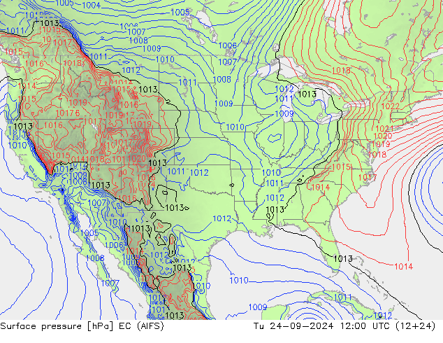 Surface pressure EC (AIFS) Tu 24.09.2024 12 UTC