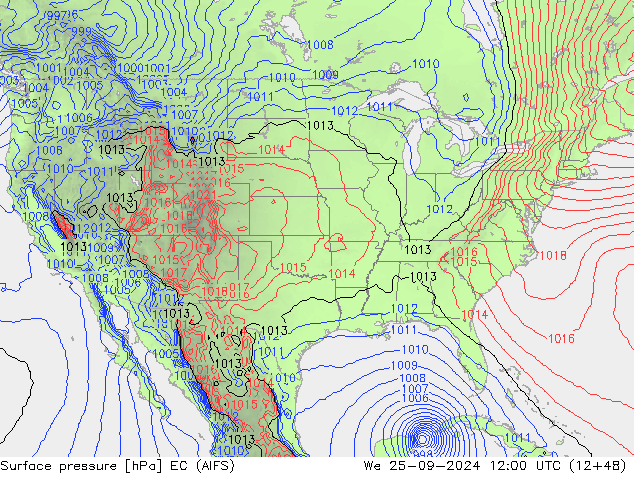 Surface pressure EC (AIFS) We 25.09.2024 12 UTC