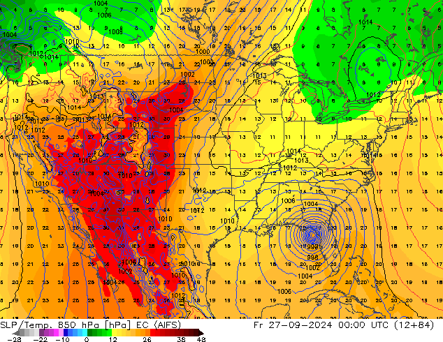 SLP/Temp. 850 hPa EC (AIFS) Sex 27.09.2024 00 UTC