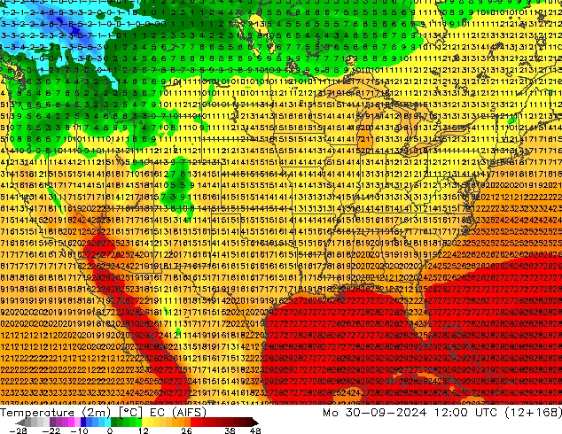 карта температуры EC (AIFS) пн 30.09.2024 12 UTC