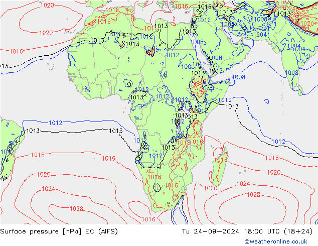 Pressione al suolo EC (AIFS) mar 24.09.2024 18 UTC