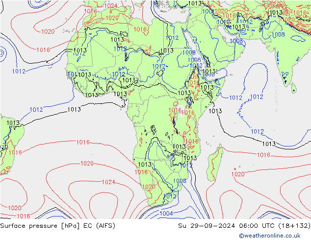 Atmosférický tlak EC (AIFS) Ne 29.09.2024 06 UTC