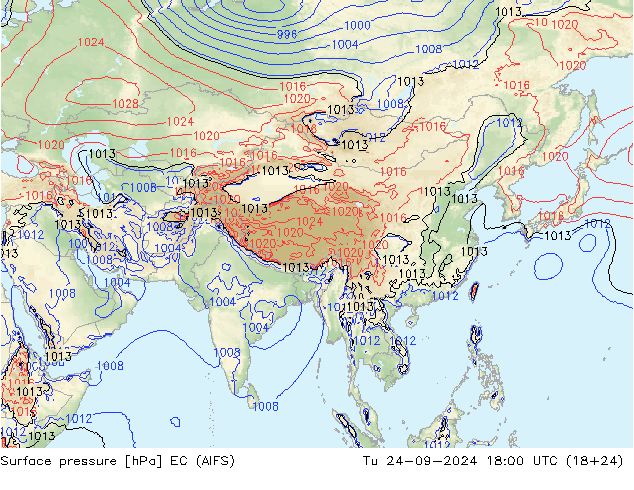 Surface pressure EC (AIFS) Tu 24.09.2024 18 UTC