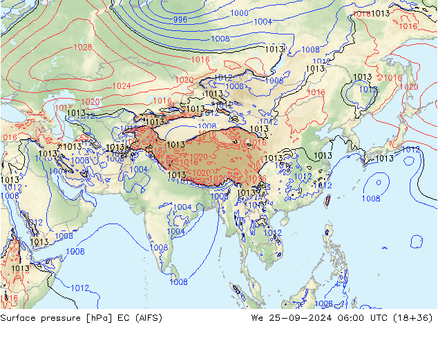 Surface pressure EC (AIFS) We 25.09.2024 06 UTC