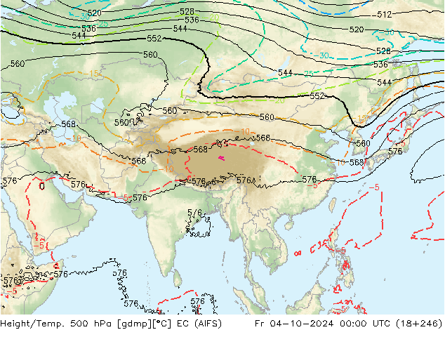 Height/Temp. 500 гПа EC (AIFS) пт 04.10.2024 00 UTC