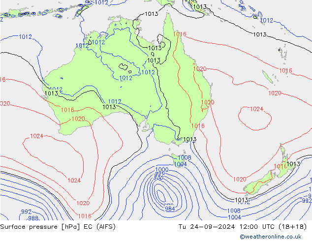 Surface pressure EC (AIFS) Tu 24.09.2024 12 UTC