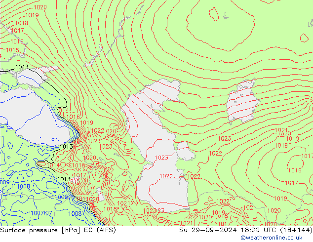 Surface pressure EC (AIFS) Su 29.09.2024 18 UTC