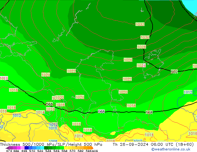 Thck 500-1000hPa EC (AIFS) gio 26.09.2024 06 UTC