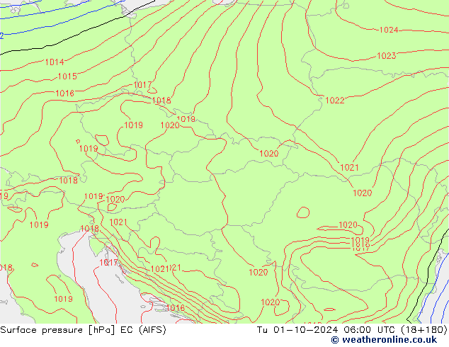 Surface pressure EC (AIFS) Tu 01.10.2024 06 UTC