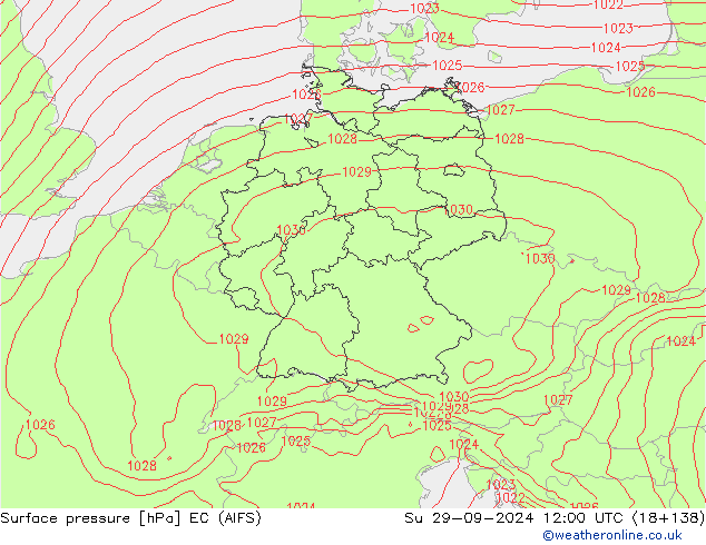 Surface pressure EC (AIFS) Su 29.09.2024 12 UTC