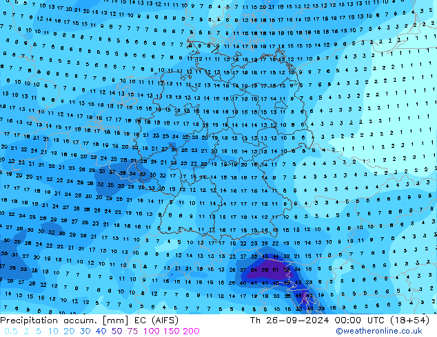 Precipitation accum. EC (AIFS) Th 26.09.2024 00 UTC