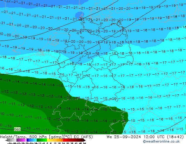 Geop./Temp. 500 hPa EC (AIFS) mié 25.09.2024 12 UTC