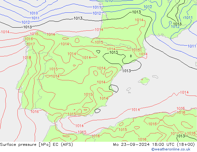 Surface pressure EC (AIFS) Mo 23.09.2024 18 UTC