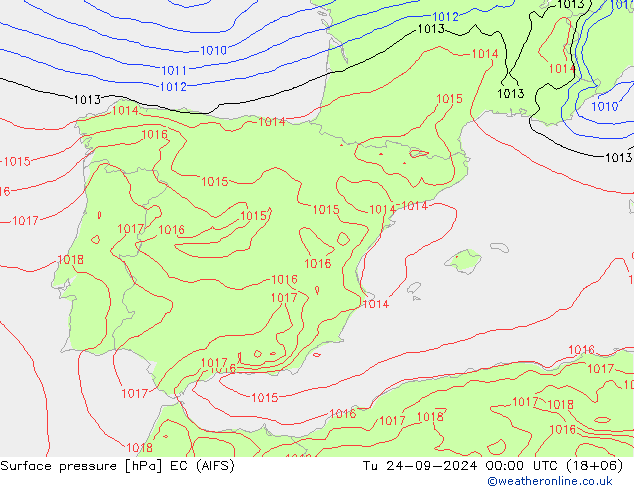 Yer basıncı EC (AIFS) Sa 24.09.2024 00 UTC