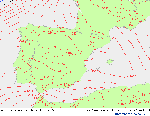 Surface pressure EC (AIFS) Su 29.09.2024 12 UTC