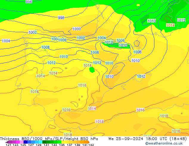 Thck 850-1000 hPa EC (AIFS) Qua 25.09.2024 18 UTC