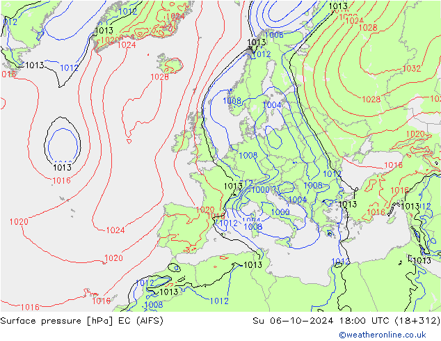 приземное давление EC (AIFS) Вс 06.10.2024 18 UTC