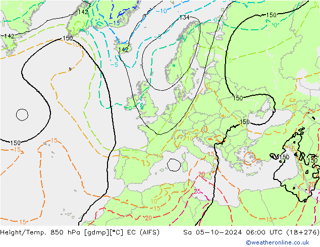 Height/Temp. 850 hPa EC (AIFS) Sáb 05.10.2024 06 UTC