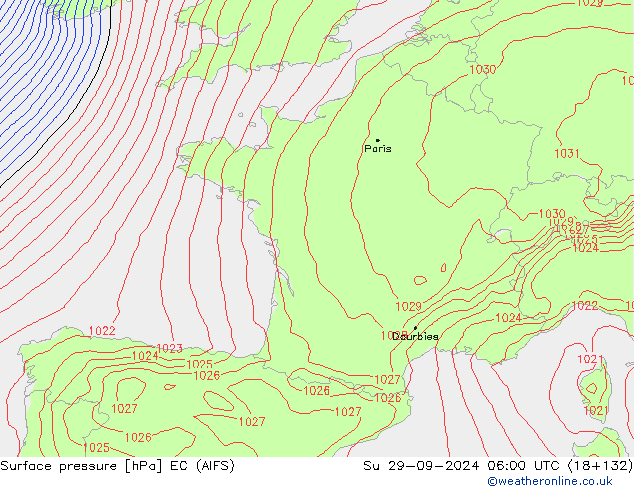 pressão do solo EC (AIFS) Dom 29.09.2024 06 UTC