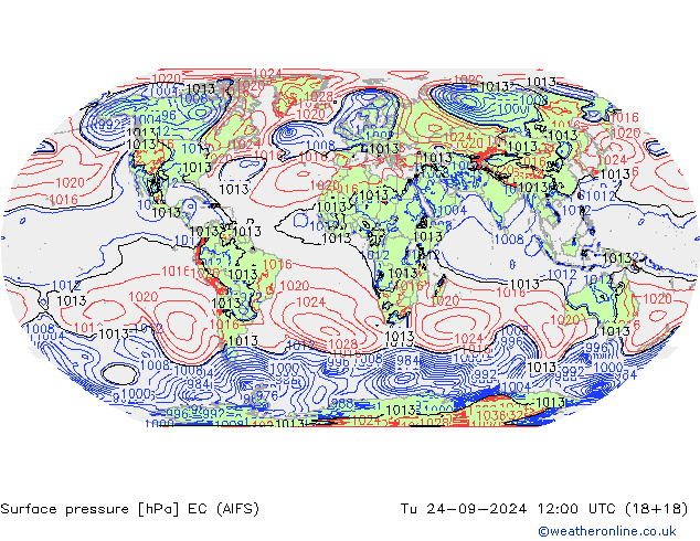 Surface pressure EC (AIFS) Tu 24.09.2024 12 UTC