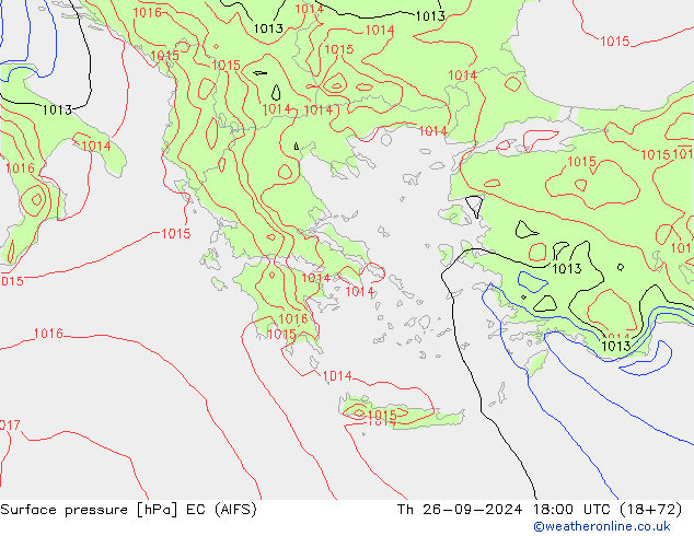 Atmosférický tlak EC (AIFS) Čt 26.09.2024 18 UTC