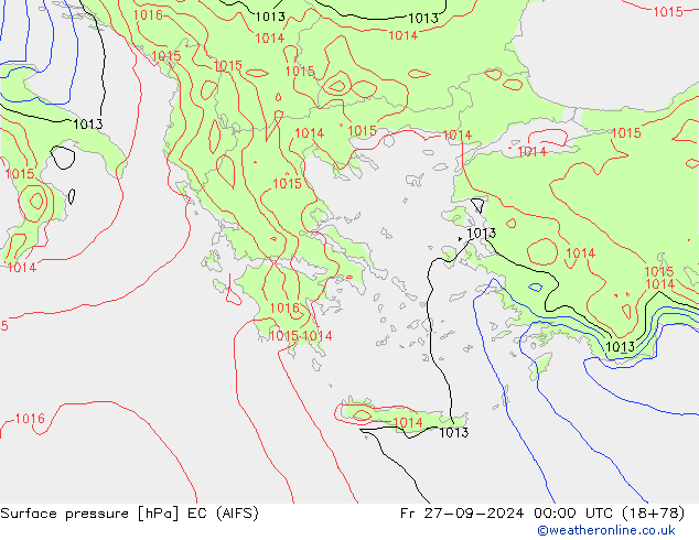 Surface pressure EC (AIFS) Fr 27.09.2024 00 UTC