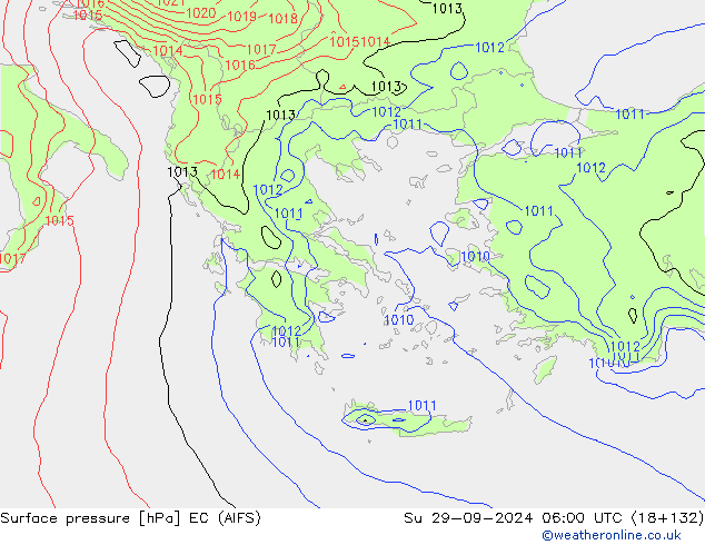 Presión superficial EC (AIFS) dom 29.09.2024 06 UTC