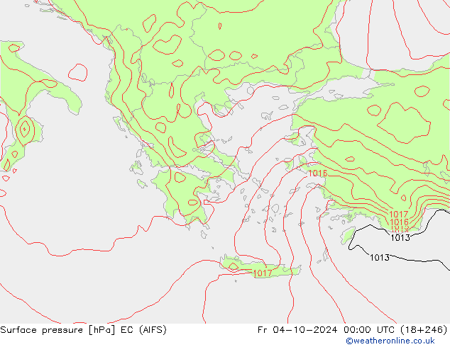 Surface pressure EC (AIFS) Fr 04.10.2024 00 UTC