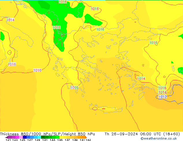 Thck 850-1000 hPa EC (AIFS) Čt 26.09.2024 06 UTC